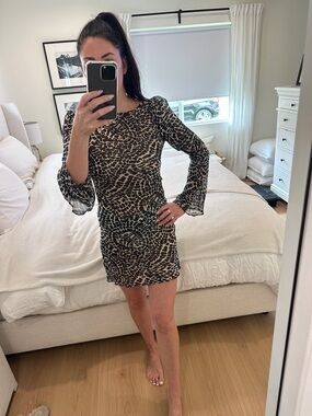 Stone Cold Fox Black/Brown Animal-Print Mini Dress